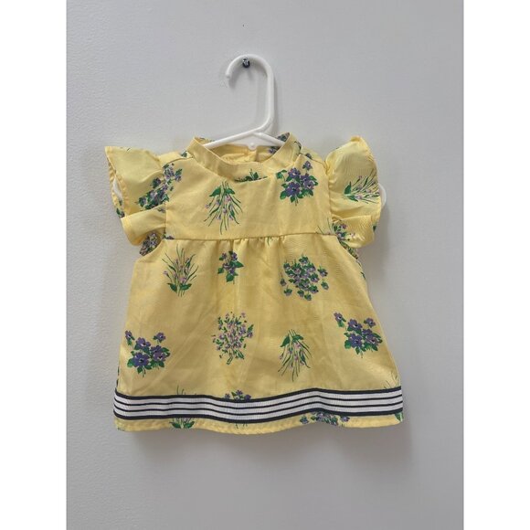 Janie & Jack Baby Girls Yellow Floral Dress 12-18 Months Polyester Short Sleeve - Picture 1 of 5